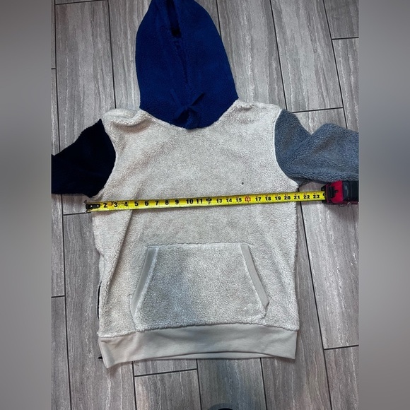 Mens American Eagle Fleece Pullover Hoodie Oatmeal/Gray/Blue Size Small - Picture 5 of 5